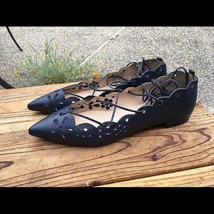 J. Crew Leather Eyelet Lace-up Flats Size 7